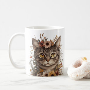 Boho Floral Chat Face Mug - Stylish & Whimsical