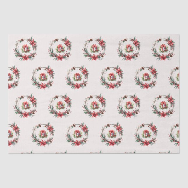 BOHO Floral Christmas Watercolor Tissue Paper (Front)