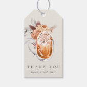 Boho Floral Coffee Bridal Shower Thank You Favour Gift Tags (Front)