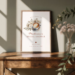 Boho Floral Coffee Bridal Shower Welcome Poster