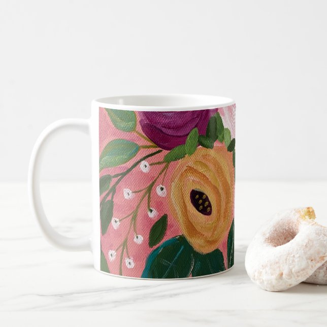 Boho Floral Coffee Mug (With Donut)