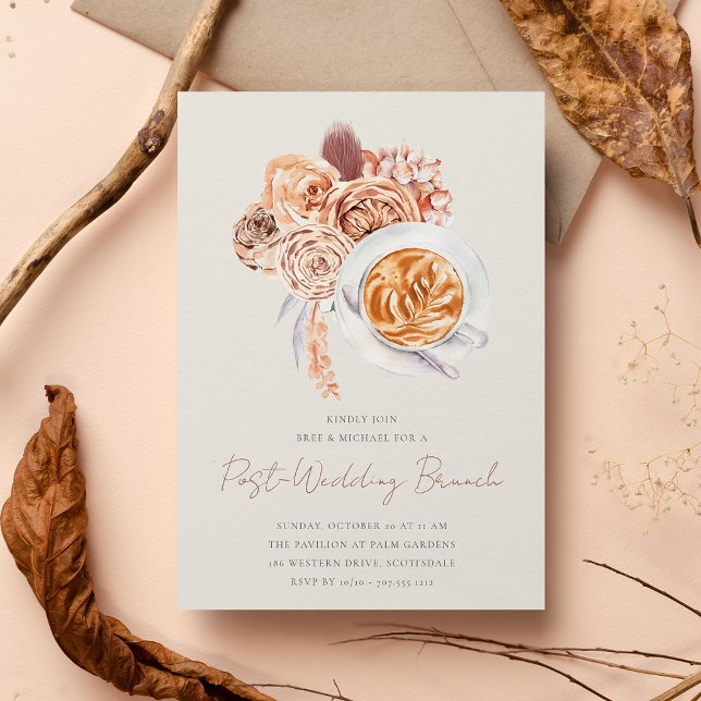 Boho Floral Coffee Post-Wedding Brunch Invitation (Creator Uploaded)