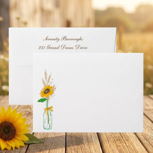Boho Floral Country Sunflower Rustic Fall Wedding  Envelope