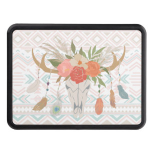 Boho Floral Cow Skull Hitch Cover
