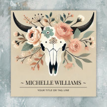 Boho Floral Cow Skull