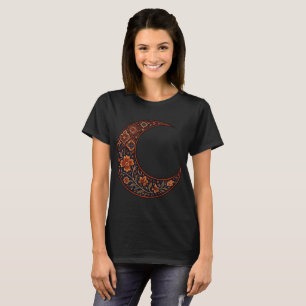 Boho Floral Crescent Moon T-Shirt