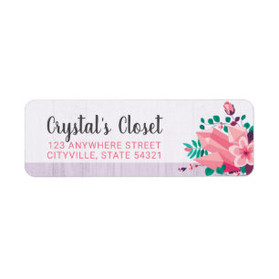 Boho Floral Crystals Boutique Pink Return Address