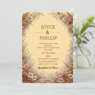 Boho Floral Custom Wedding Invites Cards