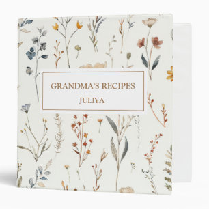 Boho floral customized recipes binder