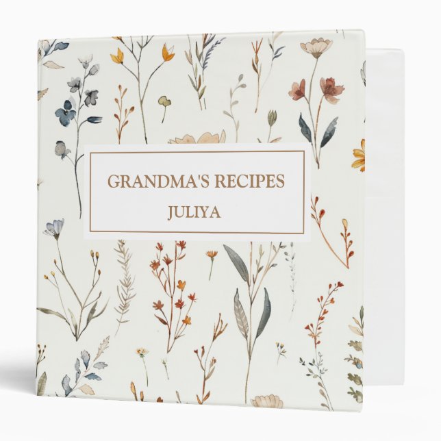 Boho floral customized recipes binder (Front/Inside)