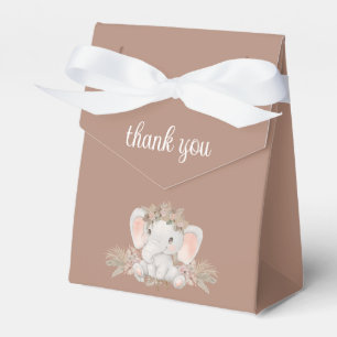 Boho Floral Cute Elephant Baby Shower Thank You Favor Box
