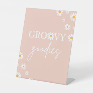 Boho Floral Daisy Groovy Birthday Groovy Goodies Pedestal Sign