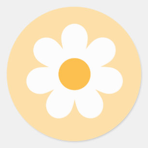 Boho Floral Daisy Groovy Birthday Party Favours Classic Round Sticker