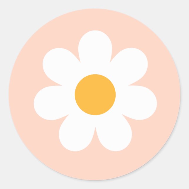 Boho Floral Daisy Groovy Birthday Party Favours Classic Round Sticker (Front)