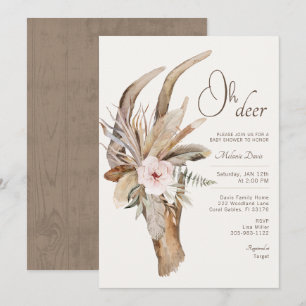 Boho Floral Deer Baby Shower Invitation – Watercol