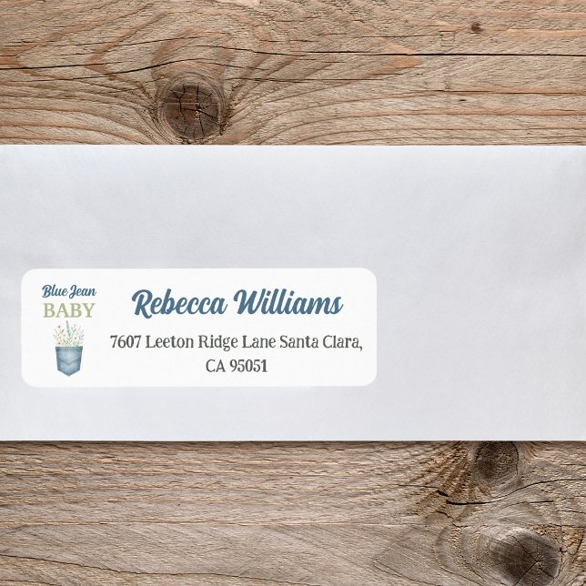 Boho Floral Denim Pocket Blue Jean Baby Shower (Creator Uploaded)