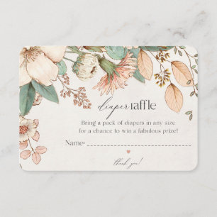 boho floral diaper raffle baby invitation insert