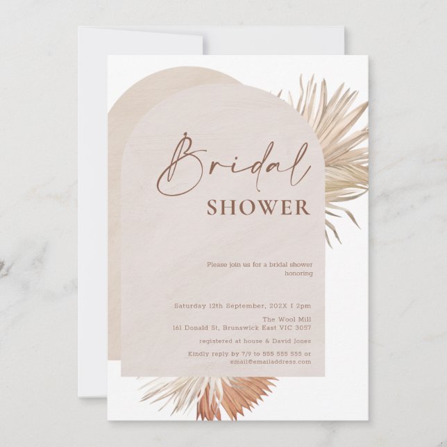Boho Floral Double Arc nuptiale Invitation à la do (Devant)