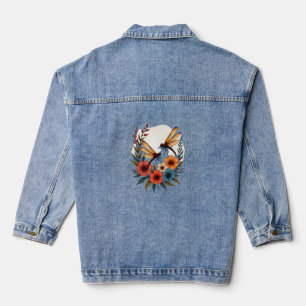 Boho Floral Dragonfly Denim Jacket