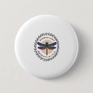 Boho Floral Dragonfly She Is Clothed With Strength 2 Inch Round Button