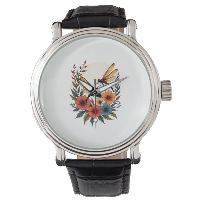 Boho Floral Dragonfly Watch (Front)