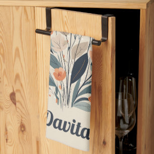 Boho Floral Drawing Kitchen Towel