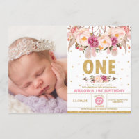 Boho Floral Dream Catcher 1st Birthday Girl Photo