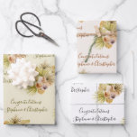 Boho Floral Dried Palm Add Names Wedding Wrapping Paper Sheet<br><div class="desc">These wrapping paper sheets feature a boho watercolor pattern of tropical floral bouquets in neutral colours with dried palm leaves. Personalize them with the word "Congratulations" in elegant handwriting calligraphy followed by the names of the bride and groom. The design comes in three neutral earth tone colorways: olive green text...</div>