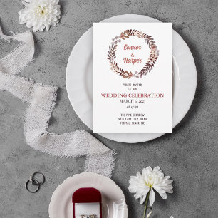 Boho Floral Dried wreath wedding Invitation