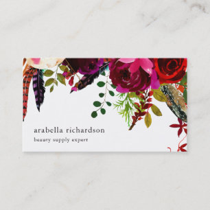 Boho Floral Drop Business Card