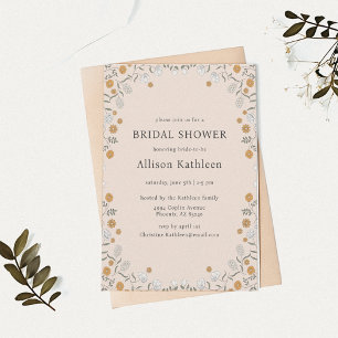 Boho Floral Earth Tones Botanical Bridal Shower Invitation