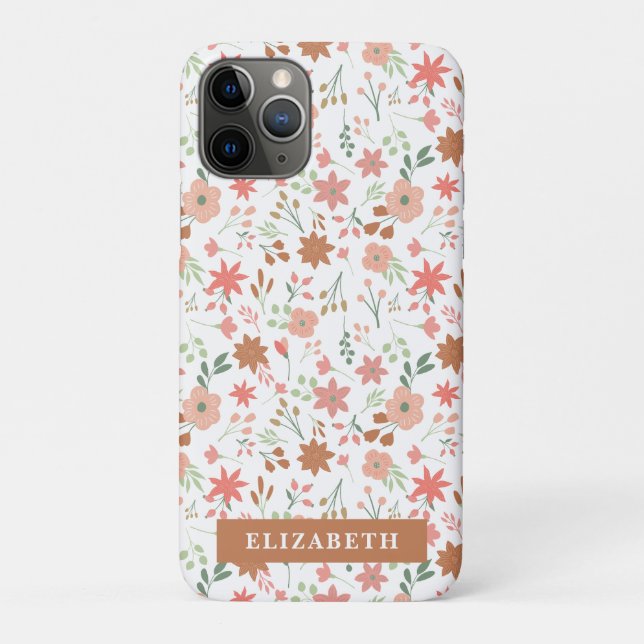 Boho Floral Earth Tones Custom Flowers Case-Mate iPhone Case (Back)