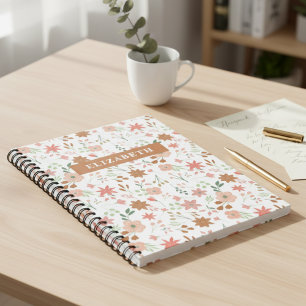 Boho Floral Earth Tones Custom Flowers Notebook