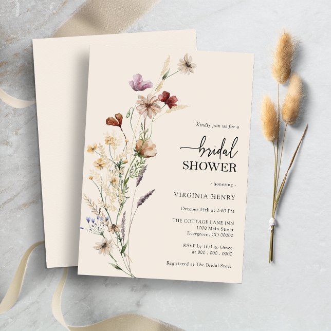 Boho Floral Elegant Bridal Shower Invitation (Boho Floral Elegant Bridal Shower Invitation by Painted Paperie)
