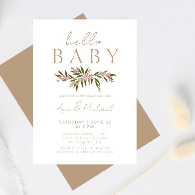 Boho Floral Elegant Gender Neutral Baby Shower Invitation (Creator Uploaded)