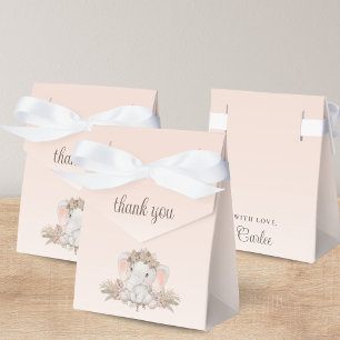 Boho Floral Elephant Baby Shower Thank You Favor Box
