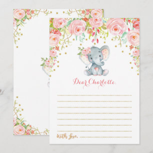 Boho Floral Elephant Time Capsule Message Card