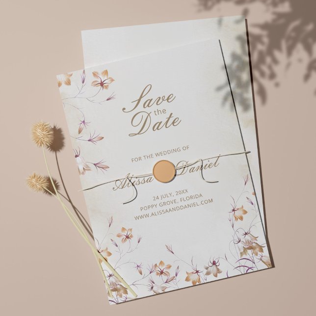 Boho Floral Enregistrer La Carte Date (Créateur téléchargé)