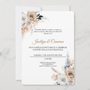 Boho Floral Faire-part de mariage espagnol