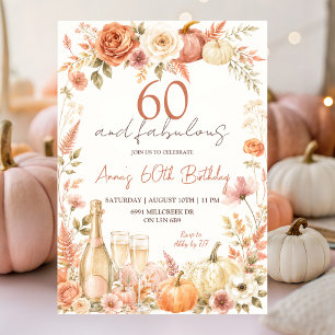 Boho Floral Fall Adult Fabolous Birthday Invitation