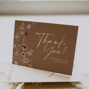 Boho Floral Fall Baby Shower Thank You Card