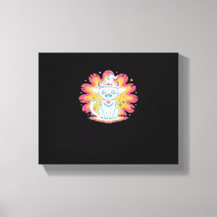 Boho Floral Fall Black Cat Halloween Essential T-S Canvas Print