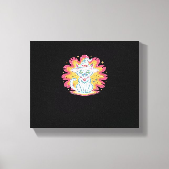 Boho Floral Fall Black Cat Halloween Essential T-S Canvas Print (Front)
