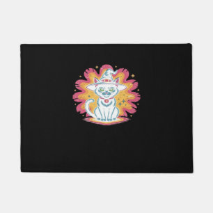 Boho Floral Fall Black Cat Halloween Essential T-S Doormat