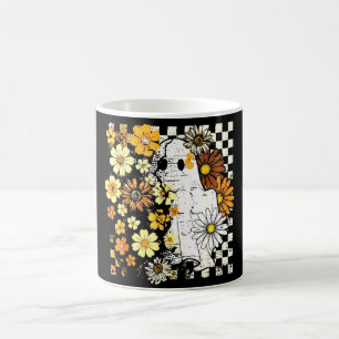 Boho Floral Fall Ghost Thanksgiving Autumn Vibes Magic Mug