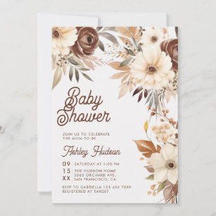 Boho Floral Fall in Love Baby Shower Invitation