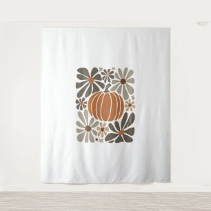 Boho Floral Fall Pumpkin Season Tapestry