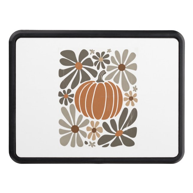 Boho Floral Fall Pumpkin Season Trailer Hitch Cover (Front)