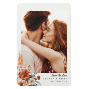 Boho Floral Fall Save The Date With Photo Magnet
