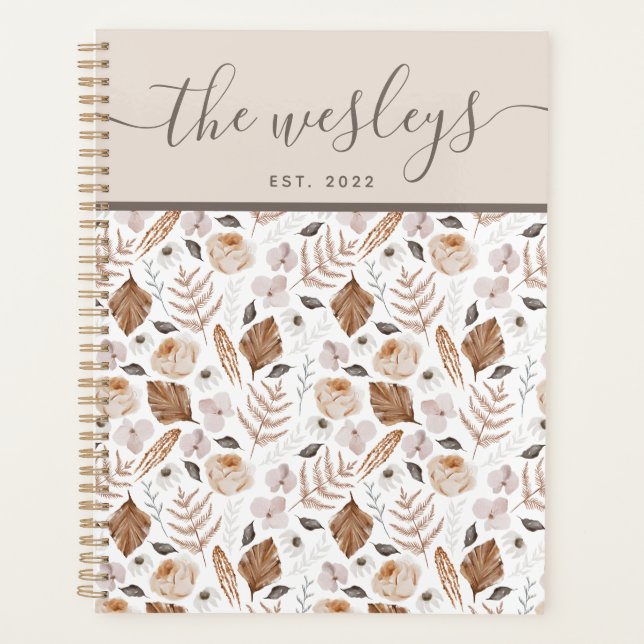 Boho Floral Family Name Planner (Front)